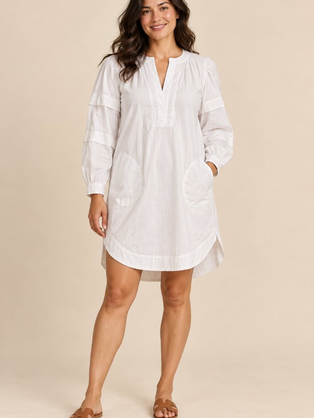 Jeune Otte White Cotton Tunic Mini Dress Clean Girl Size S